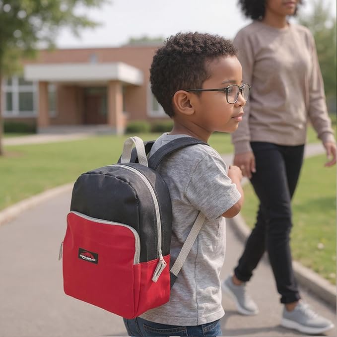 Trail maker 15 Inch Backpack for Kids, Preschool, Elementary & Middle School Students – Spacious Bookbag with Large Front Pocket, Adjustable Straps, Fits up to 13 Inch Laptop (Red)