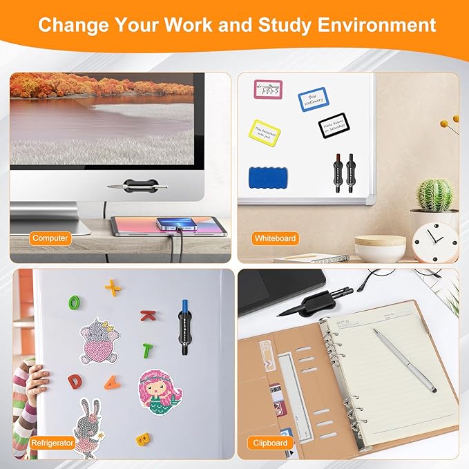 Adhesive Pencil Holder for Desk, 5PCS Upgraded Adhesive Pen Holder for Clipboard, Wall, Marker Holders, Teacher Supplies for Classroom kids Desk Accessories