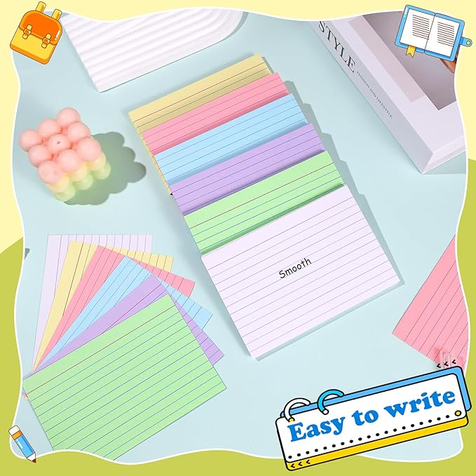 Colored Index Cards 4x6 Inch Flash Cards Heavyweight Lined Flashcards Note Cards for Studying School College Supplies, 162 Count