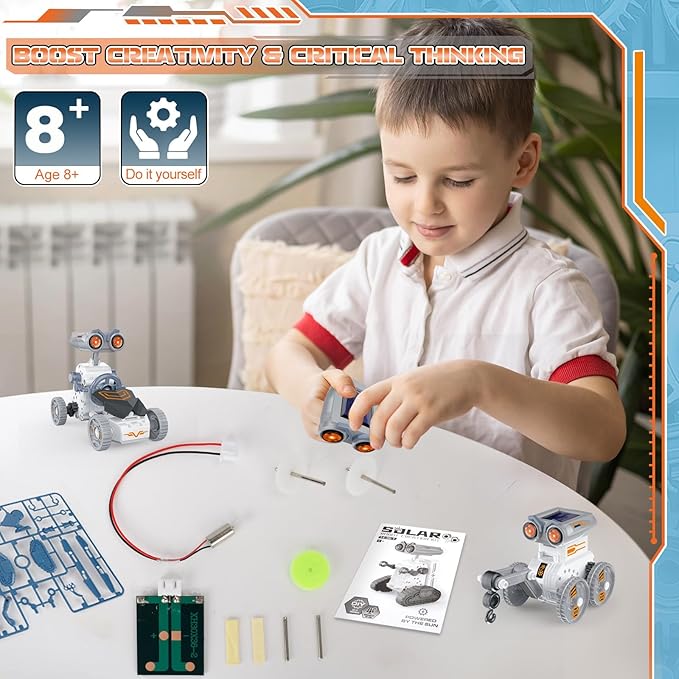 STEM Solar Robot Building Kit, 14-in-1 Education Building Toys for Kids 8-12, DIY Two Acitvited Mode Educational Science Kits Birthday Gifts for 8 9 10 11 12 13 Years Old Boys Girls Teens