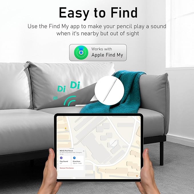 MEKO iPad Pencil Find My, Stylus Pen for iPad with Easy Shortcuts，Compatible with 2018-2025 Apple iPad A16/10/9/8 & Air 13/11 & Pro 12.9/13/11 & Mini 7/6/5, Anti-Lost & Fast Charging 10H Battery