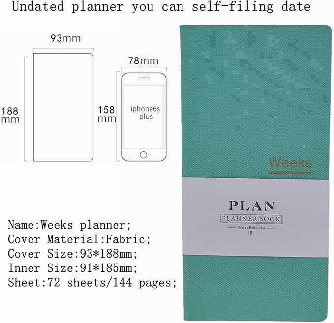 Undated Pocket Weekly Planner Schedule Organizer Agenda Year Month Week Plan A6 Notebooks (A6 Undated Planner Light Blue)