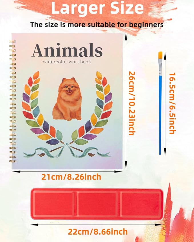 Beginner Watercolor Painting Kit, 12 Colors & 3 Brush with Multi-Theme Painting Set, Outline Art Supplies for Teens Adults (Flower)，10.23 * 8.26in.