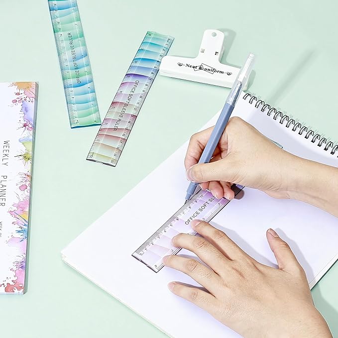 BAYTORY 6Pcs Flexible Plastic Ruler 20 cm /8 Inch, Plastic Ruler for School, Transparent Assorted Color Rulers with Inches and Centimeters, Soft Bendable Rulers for School & Office (20 cm / 8 Inch)