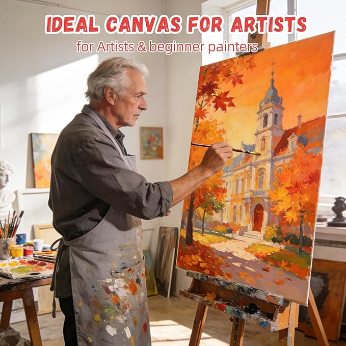 Simetufy 5 Pack 20"x30" Large Canvas Boards & Panels for Painting, Paint Canvas for Adults & Artists– 100% Cotton Acid Free Primed for Acrylic & Oil