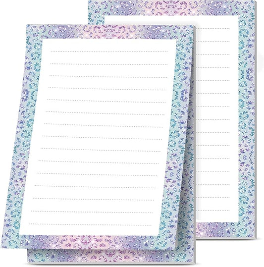2 Pack Lined Sticky Notes 4x6 in, Cute Self-Stick Notepads with Lines, Large Memo Pads Strong Adhesive for Office, Home Glitter Leopard