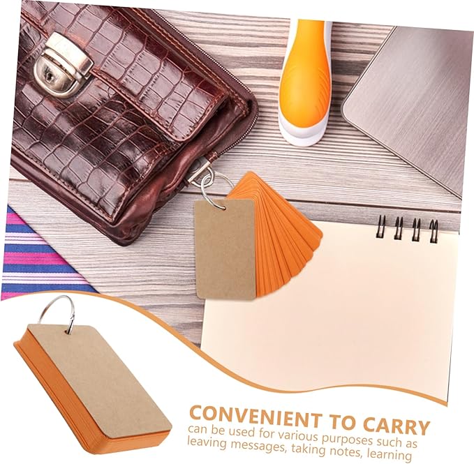 LALAFINA 50pcs Blank Paper Cards Study Flashcards Blank Index Cards Notebook Handdrawn Illustrations Ring Binder