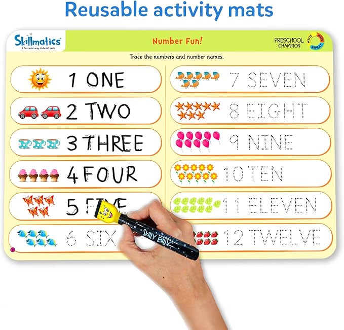 Skillmatics Educational Game : Preschool Champion | Reusable Activity Mats with 2 Dry Erase Markers | Gifts & Preschool Learning for Ages 3-6