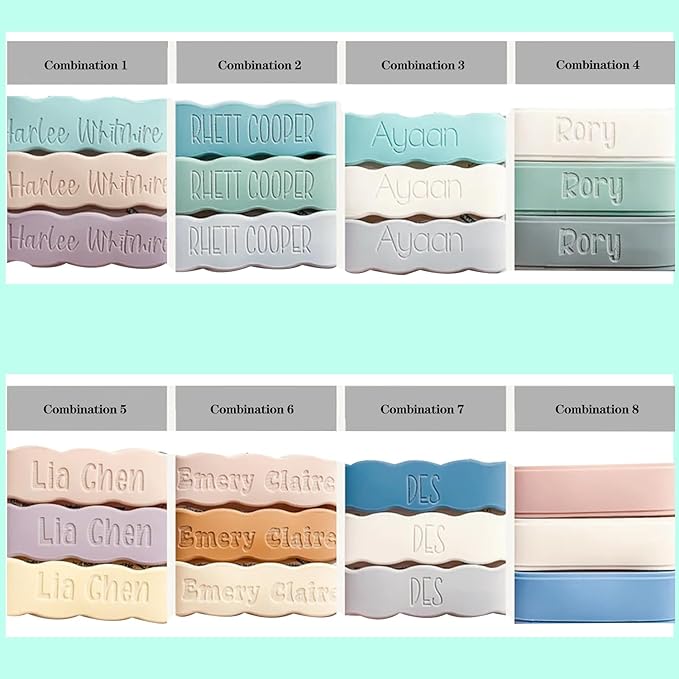 3 Piece Personalized Baby Bottle Labels for Daycare School Summer Camp Customized Children's Water Bottle Name Bands Custom Engraved Reusable Silicone Cup Bands Labels