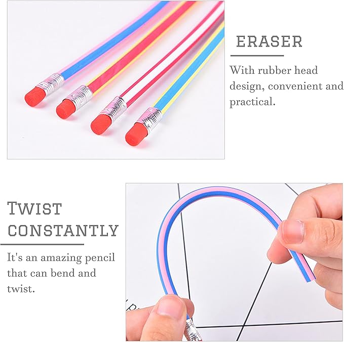 Muiyaneq 40 Pieces Flexible Soft Pencil,Soft Pencils with Eraser,Magic Bend Pencils for Kids Students Gift,School Supplies