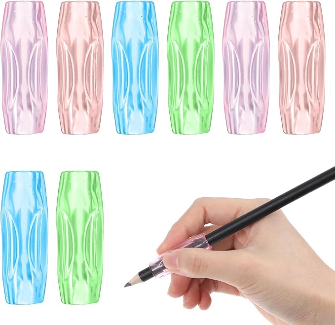 8-Pack Silicone Grippers for Pencils with 3 Concaves, Ergonomic Comfort Pencil Grippers for Relieving Fingers Fatigue Writing Aid Universal Pencil Gripper for Kids Adults Handwriting