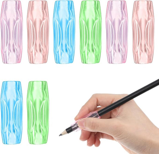 8-Pack Silicone Grippers for Pencils with 3 Concaves, Ergonomic Comfort Pencil Grippers for Relieving Fingers Fatigue Writing Aid Universal Pencil Gripper for Kids Adults Handwriting