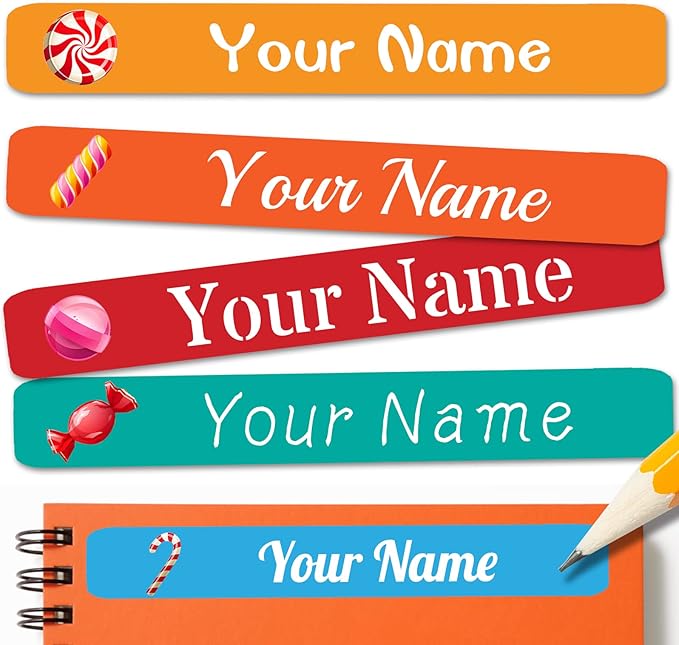 120 PCS Personalized Labels for Kids，Custom Name Tag Stickers Labels Waterproof for School Supplies,Water Bottle,Lunch Box,Toys(2.3 x 0.4 in)