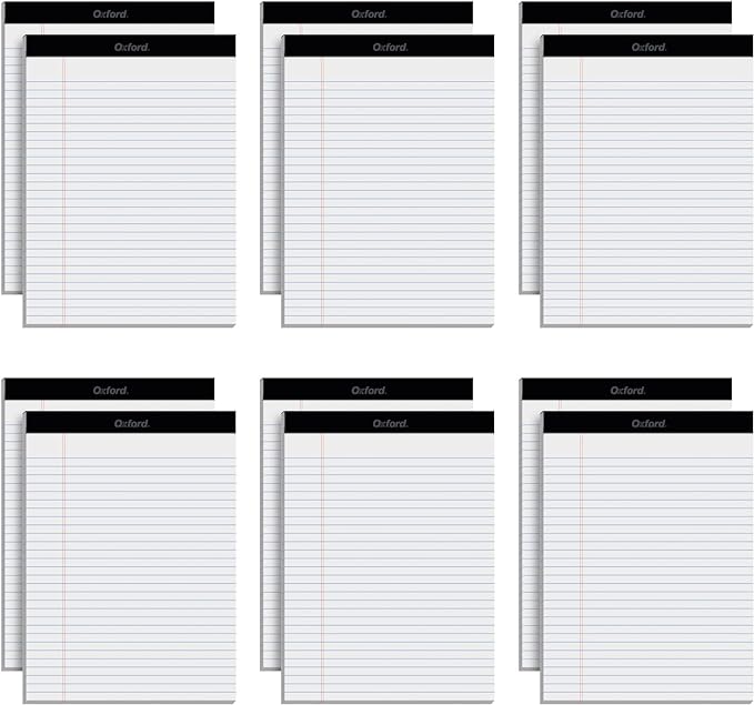 Oxford Legal Pads,Note Pads,50 Legal Ruled 8.5" x 11" Sheets,Bright White Paper with Firm Back,Professional-Legal and Office Notepads,(Pack of 72)