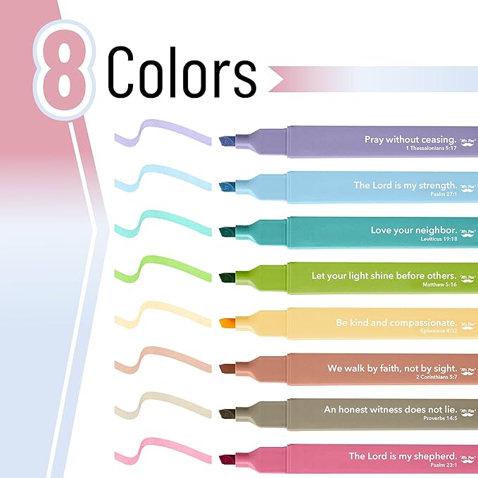 Mr. Pen- Bible Highlighters with Color-Coding System, 8 Pack, Soft Chisel Tip, Aesthetic Highlighters Assorted Colors, Fast Drying Bible Markers No Bleed Through for Journaling and Underlining