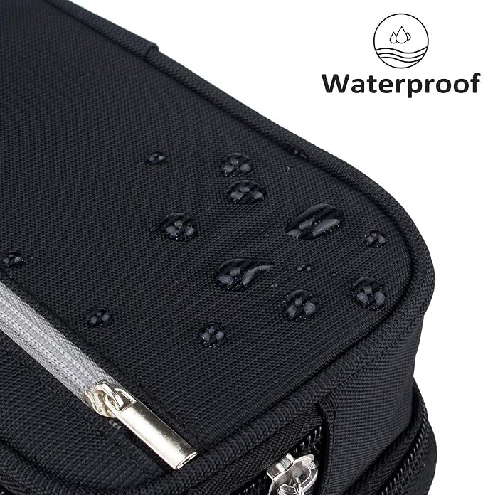 Large Capacity Pencil Case Big Storage Pencil Bag Pouch 3 Multifunctional Compartment Pen Marker Cases Holder Portable Office Stationery Organizer Supplies Makeup Bag, Black