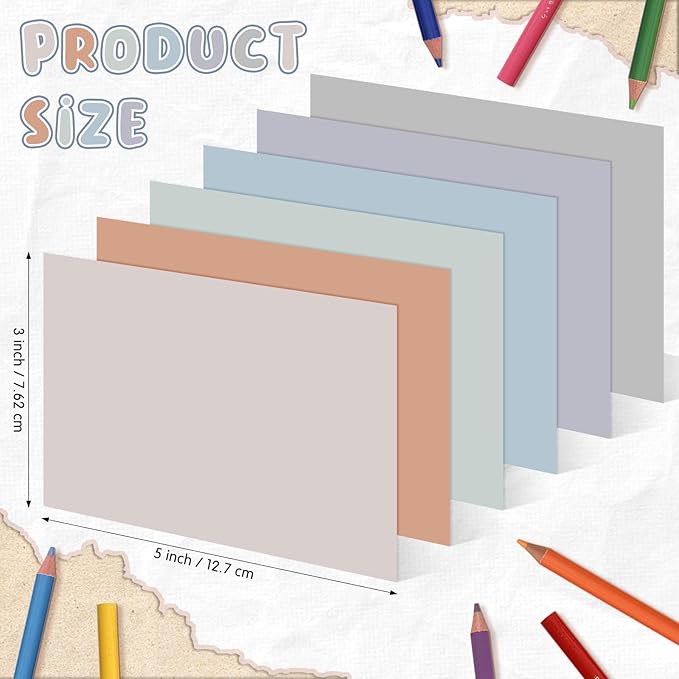 Fainne 300 Pcs Blank Index Cards 180 Gsm Thick Card Stock Assorted Color Neon Blank Flash Cards Colorful Study Notecards for Organizing(3 x 5 Inch,Soft Color)