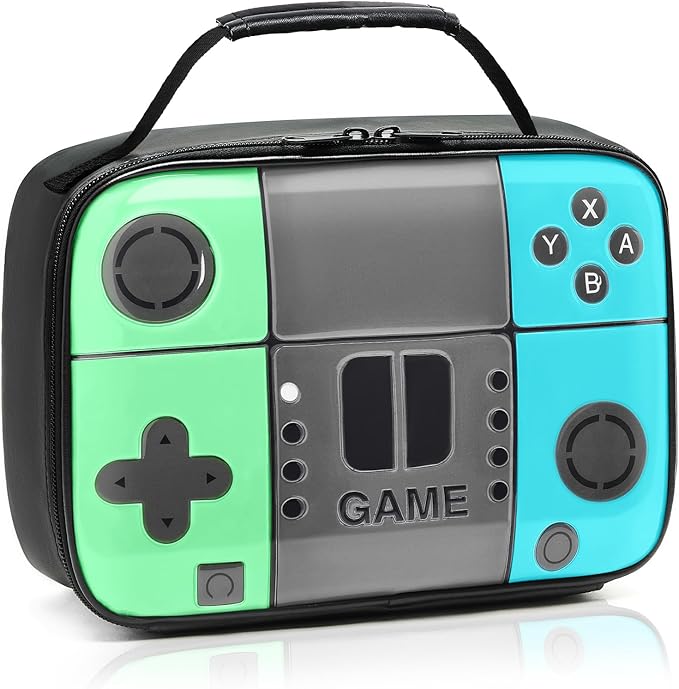 Kids Lunch Box for Boys,Game Console Insulated Lunch Bag for Kids,Leather Lunchbox for Boys,Waterproof Leakproof Portable Fits Most Bento Boxes