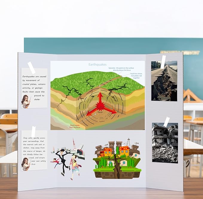 Ndsox 4 Pack 36" x 48" White Trifold Poster Board Large Corrugated Tri Fold Business Presentation Boards Picture Posterboard for Science Fairs, School Projects, Event Displays, Art Exhibitions