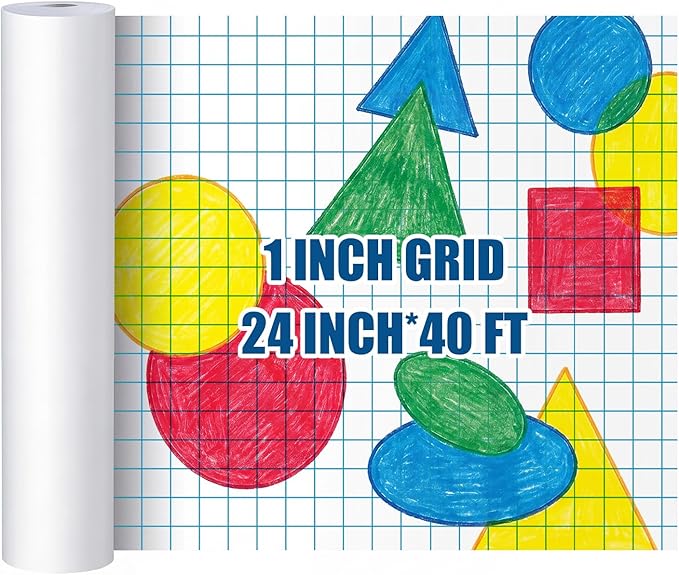 Jetec 1 Roll Large Grid Graph Paper Roll 1'' Grid 23.6 Inch x 39ft Sewing Pattern Paper for Back to School Classroom Teaching Drafting Supplies Kids Students Gifts