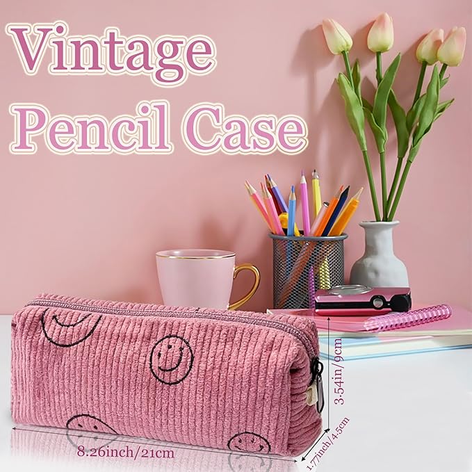 Pencil Pouch Cute Pencil Case Office Storage Bag Holder Box Organizer Aesthetic Bow Flower Pattern Makeup Pouch Cosmetic Bag for Women