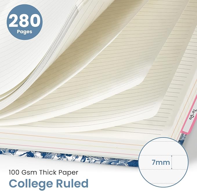 Taja Spiral Notebooks for Work 5 Subject Notebook with Removable Dividers