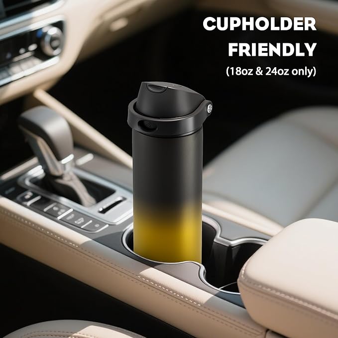 POWCAN 32 oz Insulated Water Bottle: 2-in-1 Push-Button Spout & Quick-Flip Straw Lid, Leakproof, Keep Cold 24Hrs, BPA-Free, Stainless Steel Water Bottle for Sports, School, Travel, Gym, Gift (King)