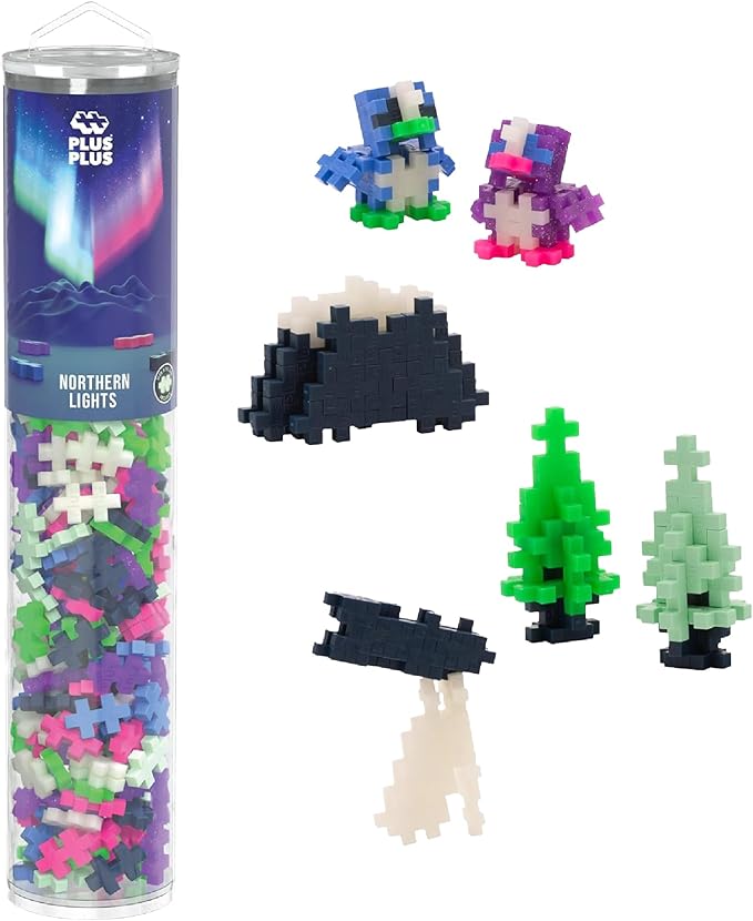 PLUS PLUS 240 Piece Northern Lights Mix Tube - Mini Interlocking Building Blocks Set, Stem Toys for Kids - Sensory Bin Fillers/Math Manipulatives Classroom Must Haves Gifts for Boys & Girls