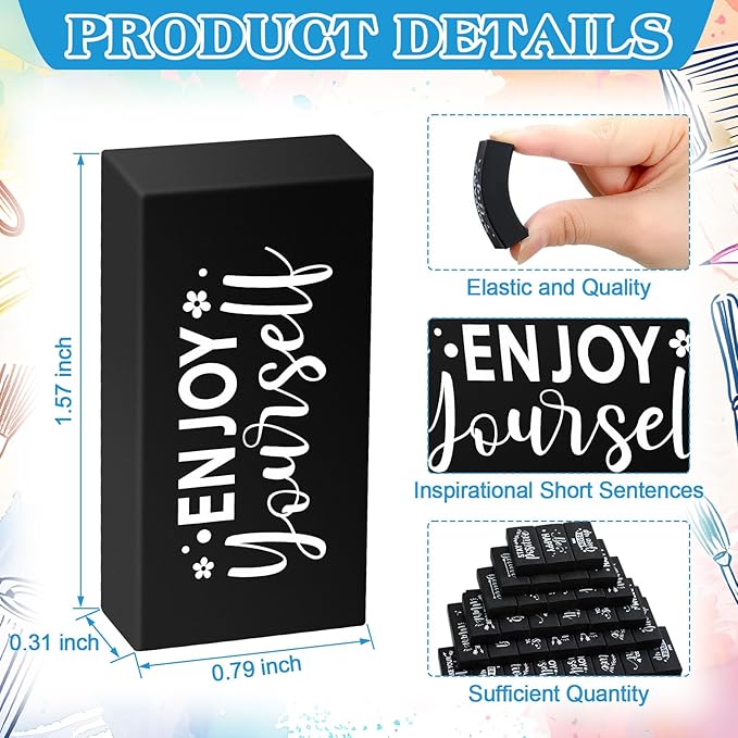 Dunzoom 100 Pcs End of Year Inspirational Pencil Erasers Bulk for Kids Back to School Fun Motivational Eraser School Office Supplies for Students Classroom Office Teacher Artists(Classic)