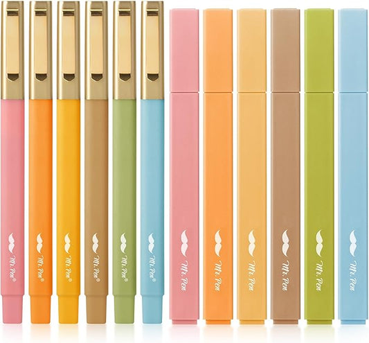 Mr. Pen- Aesthetic Highlighters and Ballpoint Pens No Bleed, 12 Pack, Warm Fall, Bible Highlighters and Pens No Bleed, Fast Dry and No Smear for Bible Journaling, Planner, School Supplies