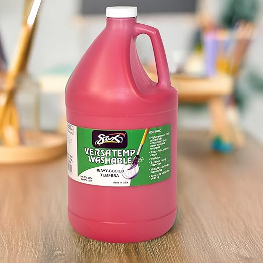 Sax Versatemp Washable Heavy-Bodied Tempera Paint, 1 Gallon, Primary Red