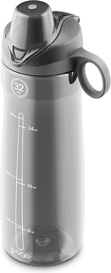 Pogo 2-Pack Plastic Water Bottle with Carry Handle, Reusable, BPA Free, Dishwasher Safe, Perfect for Travel, School, Outdoors, and Gym | 18oz, 32oz