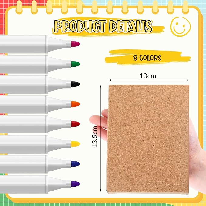 Feifeiya 10 Pack Washable Markers with Boxes 8 Colors Coloring Marker Bulk Classroom Markers Paint Pens Bulk Back to School Supplies for Teachers Party Favors Classrooms Donations Kindergarten
