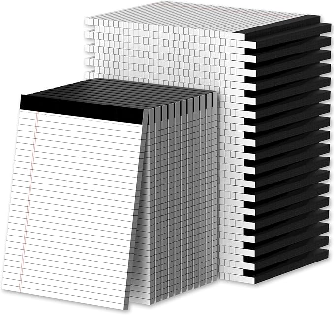 48 Pack Legal Pads Bulk 8.5 x 11 White Note Pads, Wide Ruled Legal Pads, Micro Perforated Notepads 8.5'' x 11'' with Sturdy White Back, 30 Sheet/Notepad, Writing Pad for Work Study Daily Note Taking