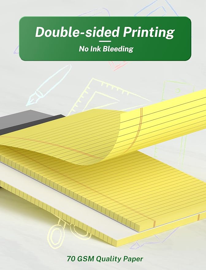 Zaviko Legal Pads 8.5 x 14, Wide Ruled Legal Pads, 12 Pack Yellow Paper 8.5 x 14, 30 Sheets per Notepad, Large Writing Pad for Office Supplies, College, Micro Perforated Lined Writing Pads, 70 GSM