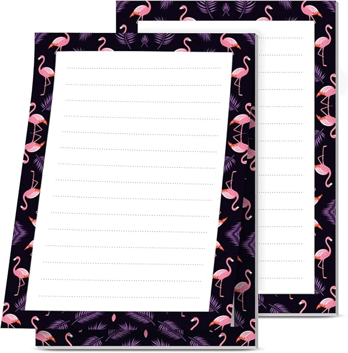 2 Pack Lined Sticky Notes 4x6 in, Cute Self-Stick Notepads with Lines, Large Memo Pads Strong Adhesive for Office, Home Cute Pink Flamingo