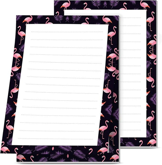 2 Pack Lined Sticky Notes 4x6 in, Cute Self-Stick Notepads with Lines, Large Memo Pads Strong Adhesive for Office, Home Cute Pink Flamingo