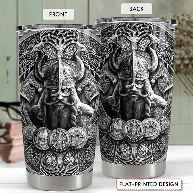 Viking Cup Tumbler 20oz Viking Gift for Men Vikings Stainless Steel Insulated Tumblers Coffee Travel Mug Gifts for Birthday Christmas
