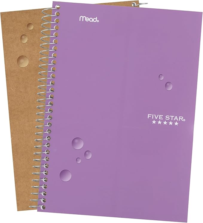 Five Star Spiral Notebook,2 Subject,College Ruled Paper,6" x 9-1/2",80 Sheets,Fights Ink Bleed,Water Resistant Cover,Amethyst Purple (840029CF1-ECM),(Pack of 144)