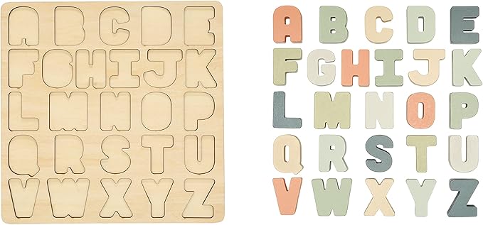 Pearhead Wooden Alphabet Puzzle, ABC Learning Toy for Toddlers, Montessori Educational Puzzle Board