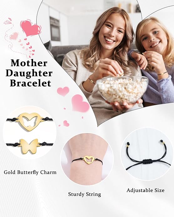 Back to School Gifts Mommy and Me Bracelet First Day of School Matching Wish Bracelets Set for Mother Daughter Son Women Teen Girls Boys Jewelry Gift
