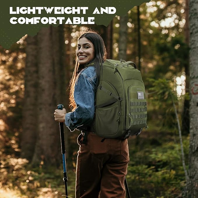 Maelstrom Tactical Backpack for Men, Water Resistant 40L Military Backpack, for Hiking, Camping, Gym with Molle System (Army Green)