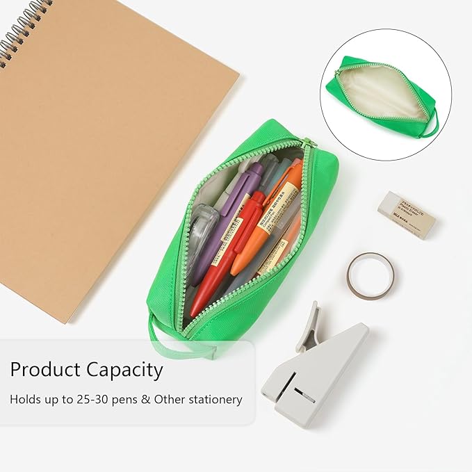 Pencil Case Soft School Pencil Pouch Bag for Easy Carry Stylish and Durable (Grass Green)