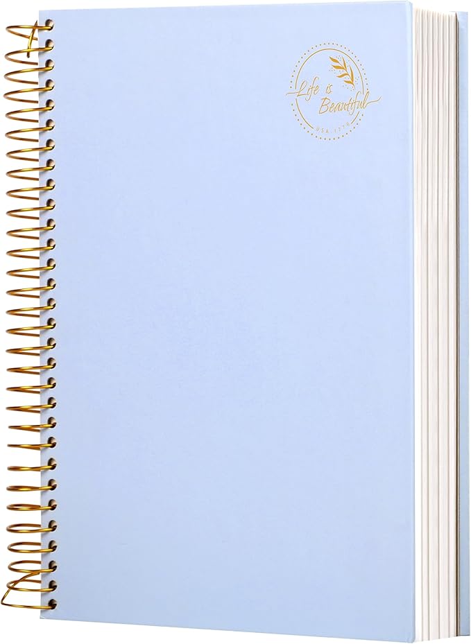 Yoment Hardcover Spiral Notebook,300 Pages College Ruled Notebooks,7” x 10”Large Spiral Journal,B5 Hard Cover Notebooks for Work Writing School,Blue