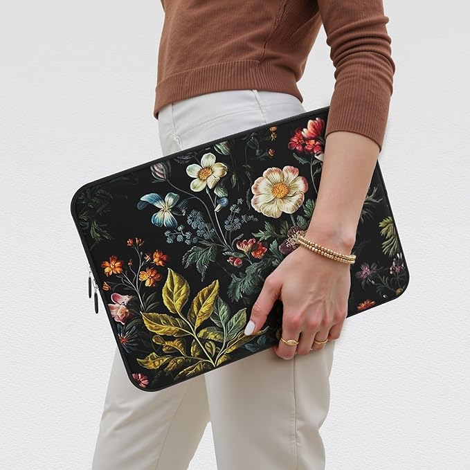 iCasso Laptop Sleeve 13 inch for MacBook Air 13-13.6 inch, Laptop case for MacBook Pro 13 inch, Slim Protective Travel Carrying Case for MacBook Pro 14 inch, Chromebook, HP, Dell, Vintage Floral