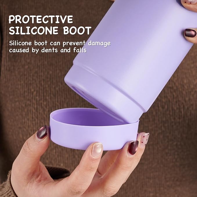 Kerilyn 12oz Water Bottle, Stainless Steel Insulated Water Bottle with Straws Leak-Proof, Water Cup Double Wall Vacuum, BPA Free, Purple Mix