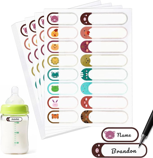 Name Labels for Kids Stuff Daycare, 320 Pcs Name Tags Stickers, Self-Laminating Write-On Waterproof Baby Bottle Labels, Reusable Washable Names Tag Stickers for Classroom School Essentials Supplies
