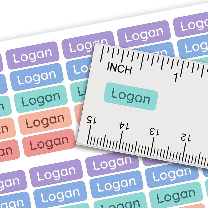 Personalized Mini Name Labels for Kids (210 Count) – Custom Waterproof Name Stickers for School, Daycare, Water Bottles, Lunch Boxes, Pencils, Supplies - Mermaid Sunset