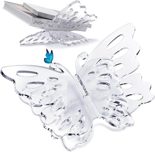 Butterfly Shaped Acrylic Book Stand for Reading, Perfect As A Cook Book Stand for Kitchen Counter Or Book Display Stand, Ideal for Hold Bibles, Magazines Or Art Books,12" x 7" x 5.2"