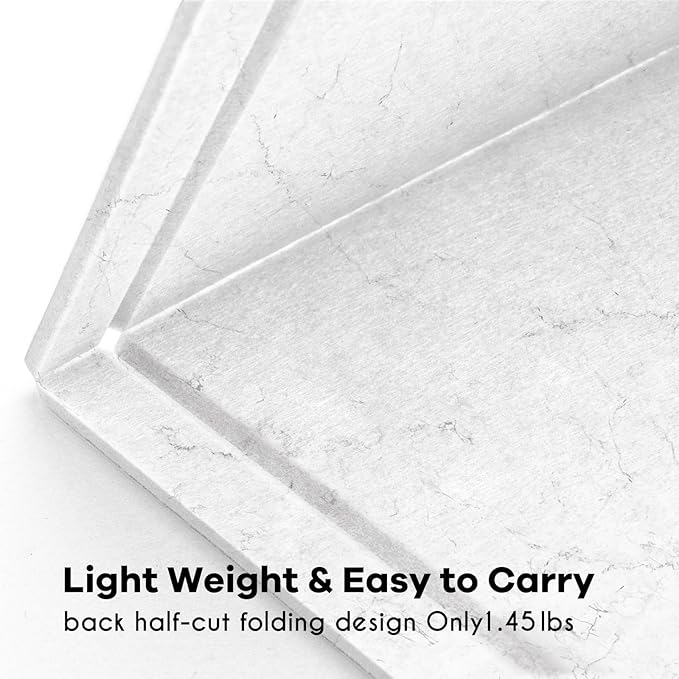 Lightomorrow Bulletin Board, 36 x 24 inches Felt Board - Decorative Pin Board, Cork Board Alternative for Wall, 3' x 2' Foldable Self-Adhesive Vision Board with 20 Pushpins - Marble White